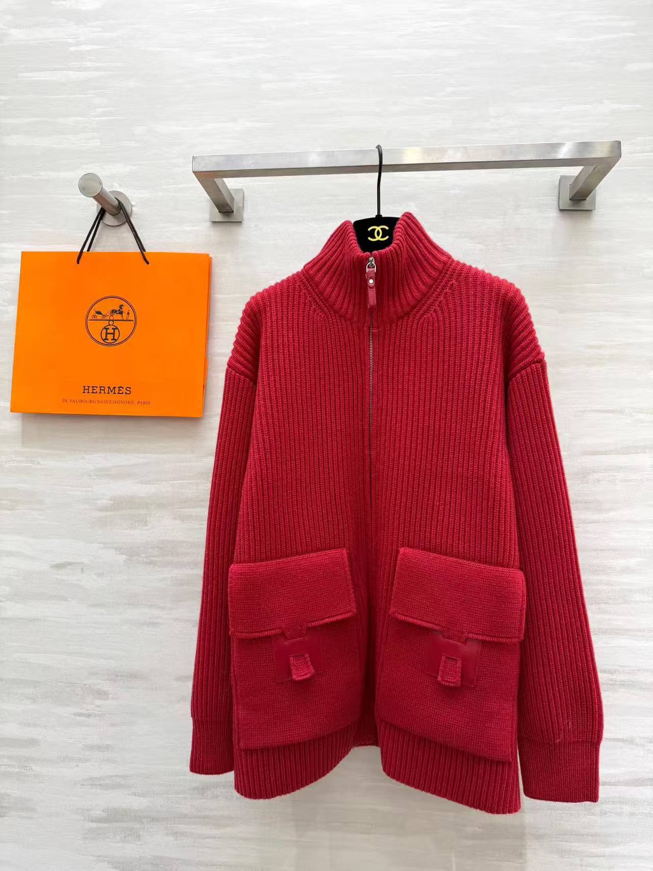 HH 25SS H pocket zipper long coat jacket