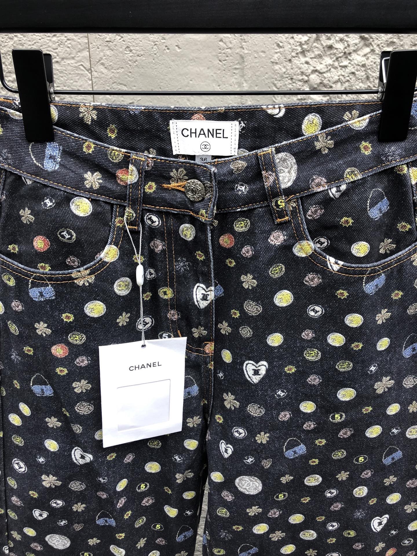 CC 2025SS 3D printed color patterned straight leg jeans