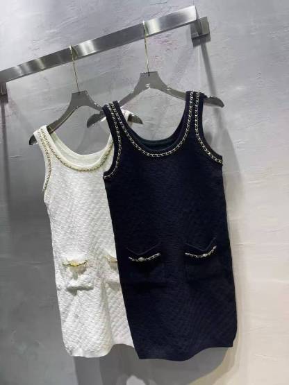 CC Black gold leather chain dress