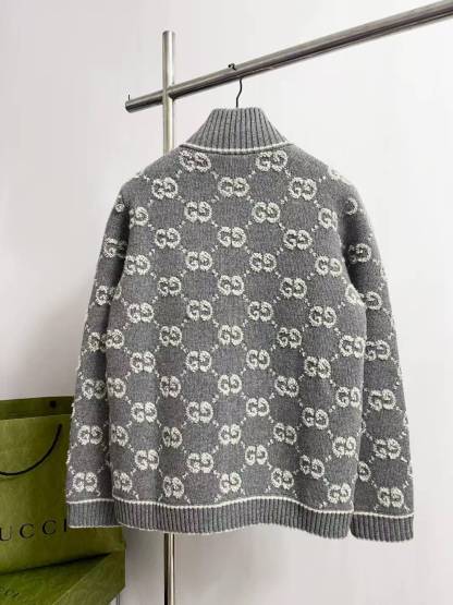 GG 25SS Zipper printed wool knitted sweater
