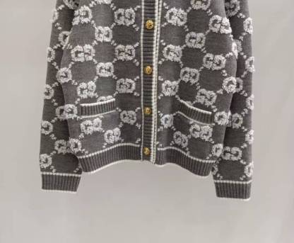 GG Round neck double G letter thick wool cardigan