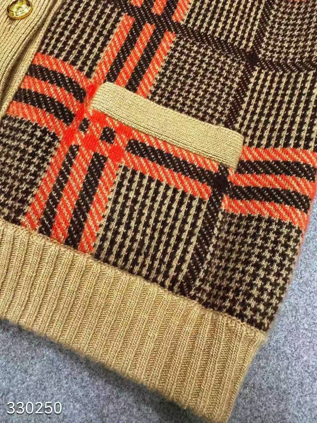 GG Classic vintage double-sided knitted wool cardigan