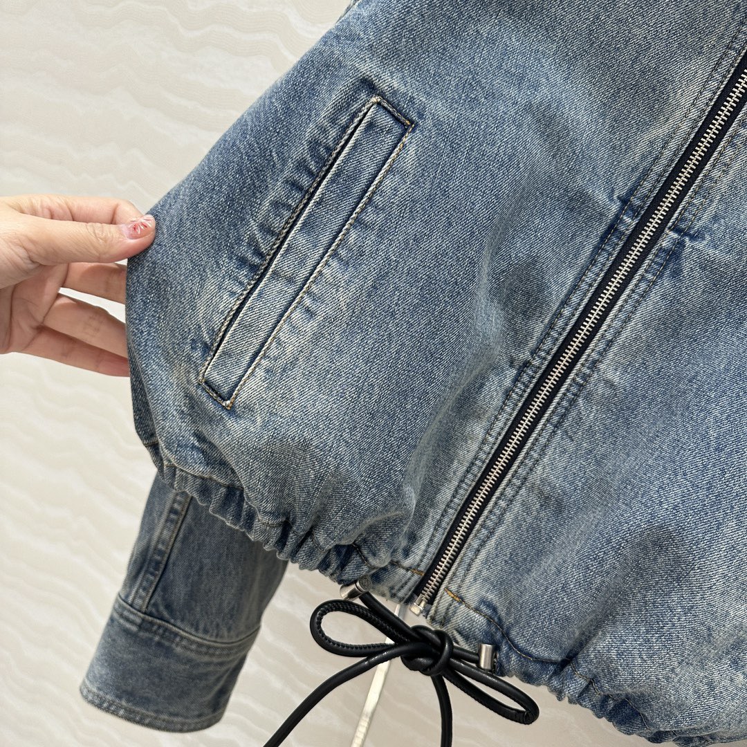 LEW 2025SS Bottom drawstring balloon denim jacket
