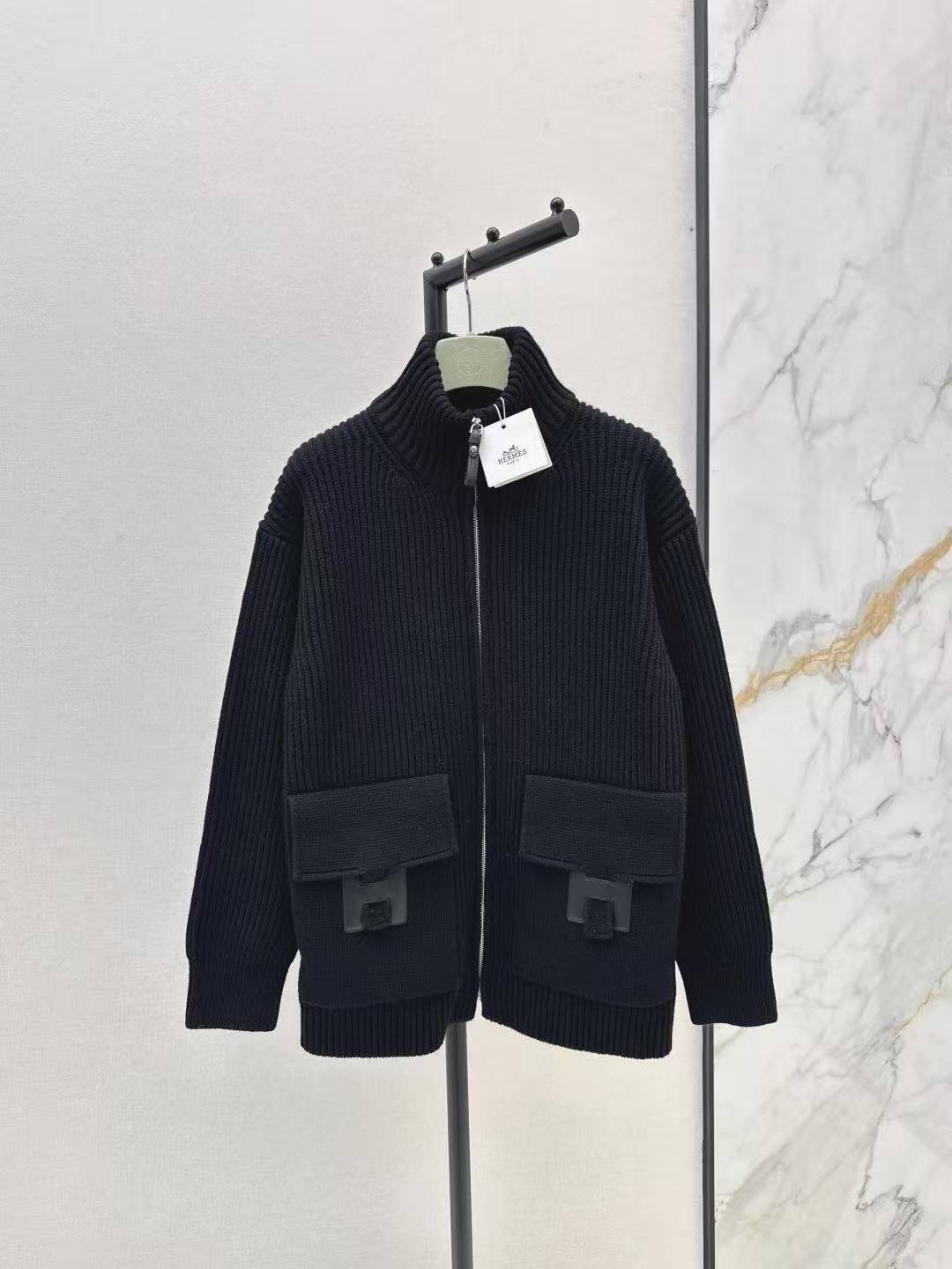 HH 25SS H pocket zipper long coat jacket