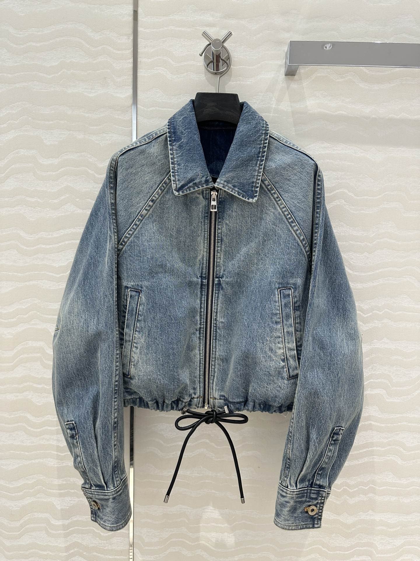 LEW 2025SS Bottom drawstring balloon denim jacket