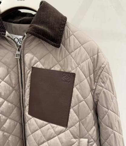 LEW 25SS Corduroy Collar Diamond-Quilted Cotton Jacket