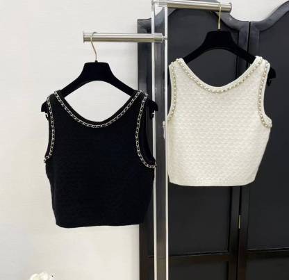 CC Black chain knitted short vest