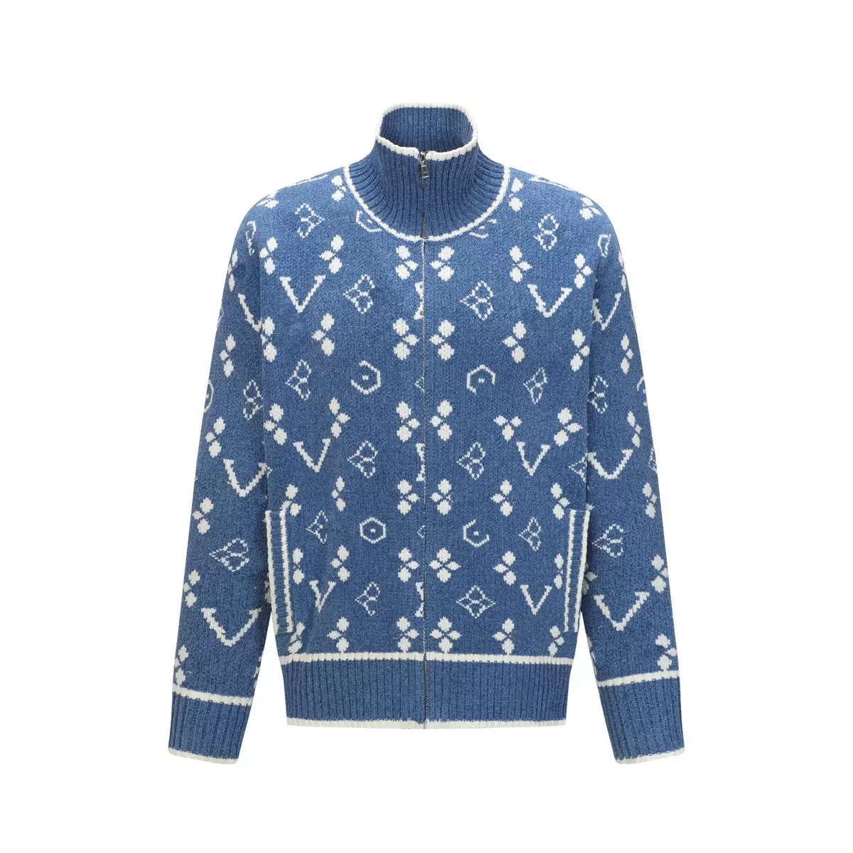 1V Knitted stand collar cardigan