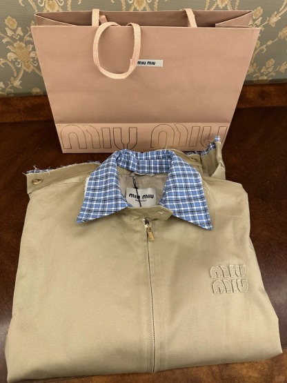 MIU25SS Plaid Patchwork Jacket