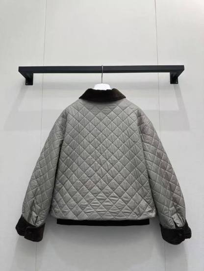 LEW 25SS Corduroy Collar Diamond-Quilted Cotton Jacket