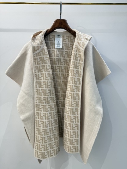 FEN 2025SS Hooded double-sided cashmere cape