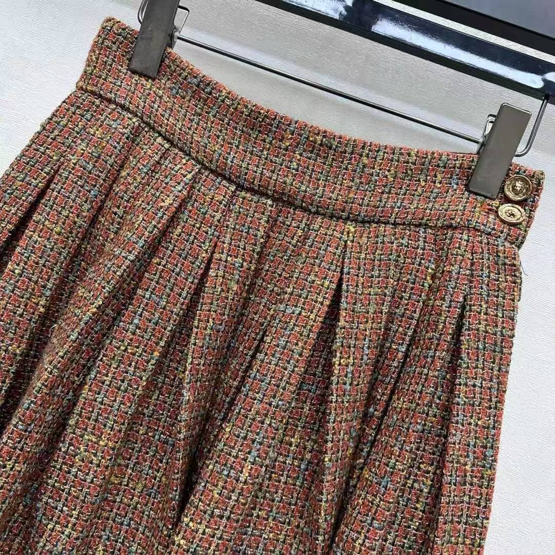 CC 25SS Vintage woolen high waisted pleated skirt