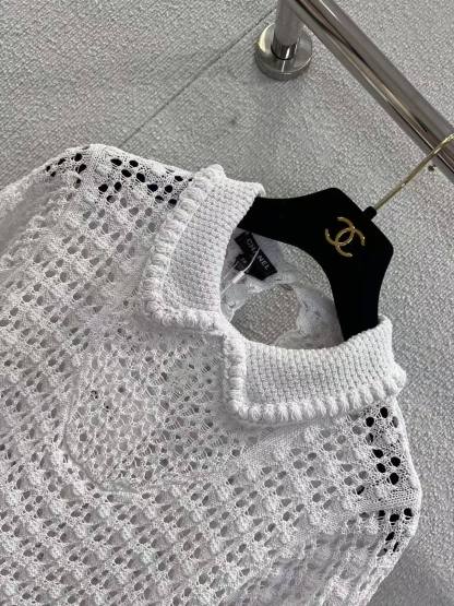 CC 26SS   Hollow knit doll collar top