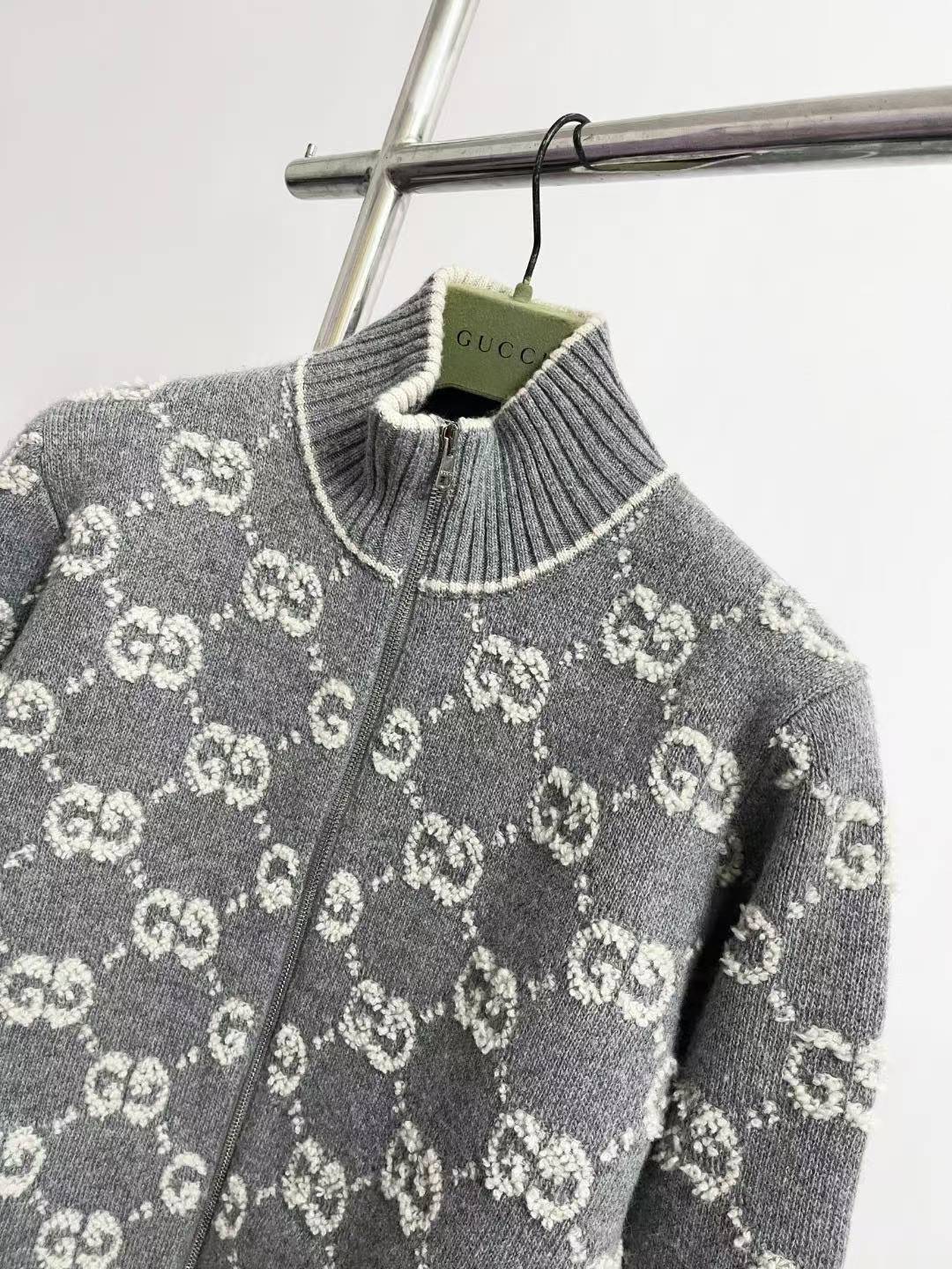 GG 25SS Zipper printed wool knitted sweater