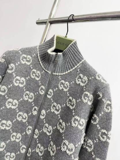 GG 25SS Zipper printed wool knitted sweater