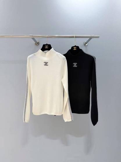 CC 25SS Double C-line high neck knitted sweater