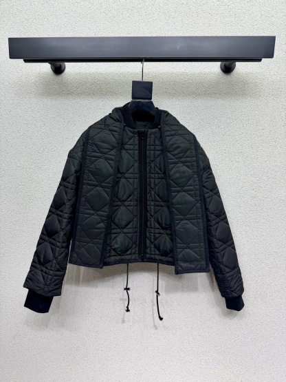 CD 25SS Ling grid pattern detachable scarf short cotton jacket