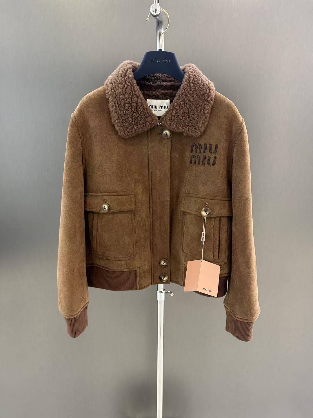 MM 25SS Flip collar short leather jacket