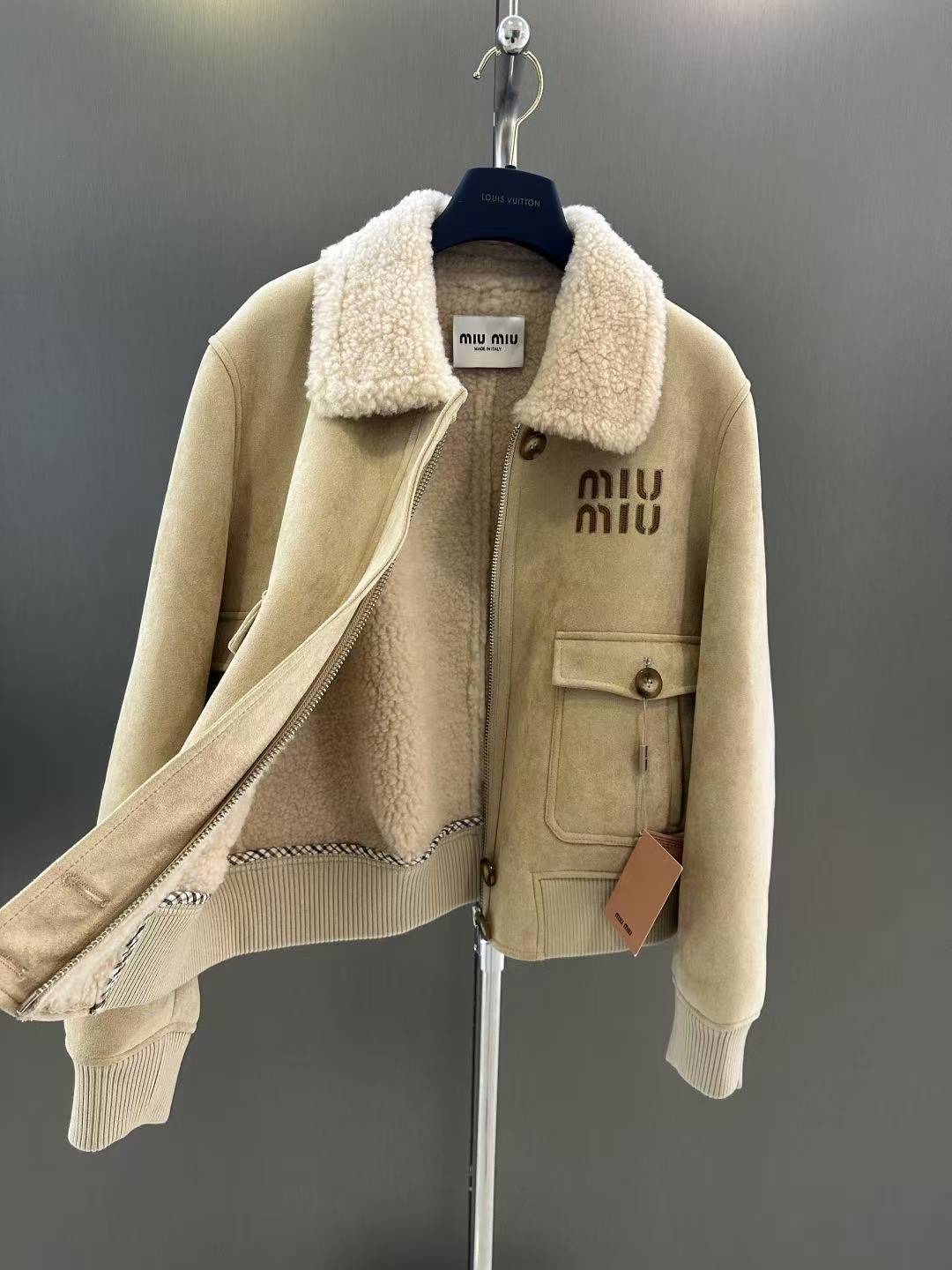 MM 25SS Flip collar short leather jacket