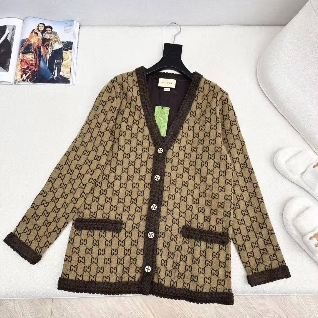 GG 25SS Vintage vintage floral logo cardigan jacket