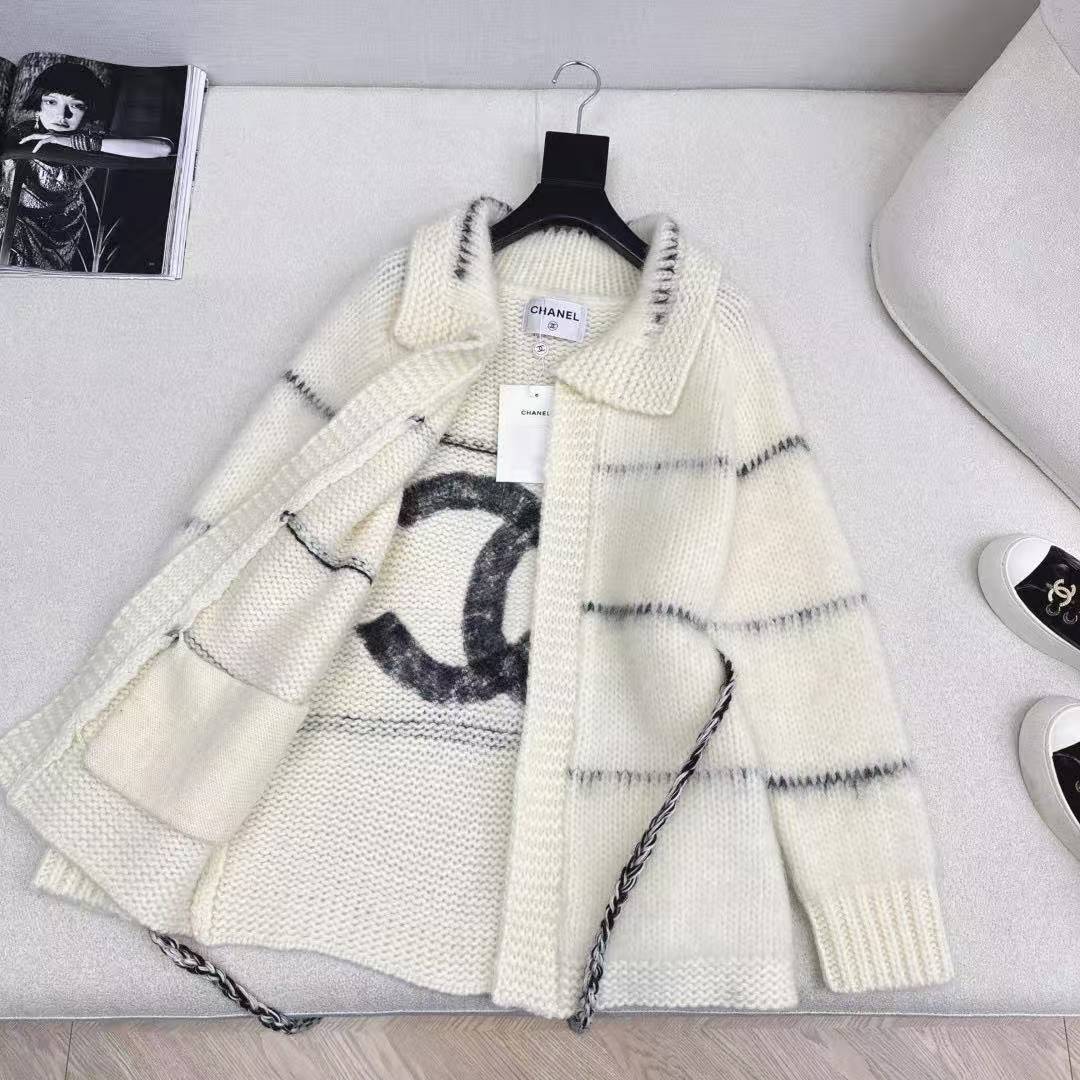 CC 26SS Back large LOGO mohair belt cardigan