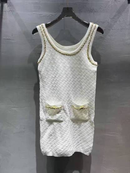 CC Black gold leather chain dress