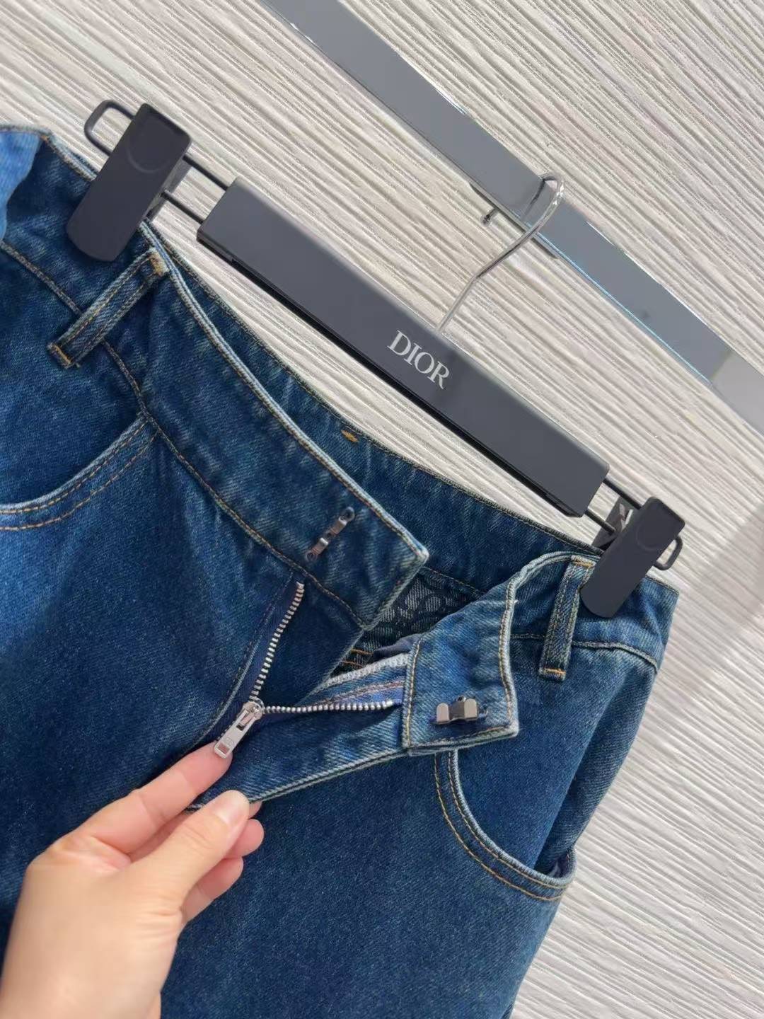 CD 25SS Fake two denim pants with skirt edges