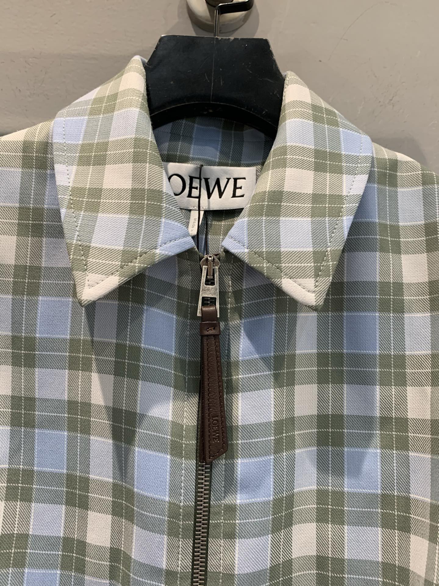 LEW 2025SS Wrinkled leather tag plaid jacket