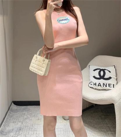 CHANE monogrammed embroidered jersey dress