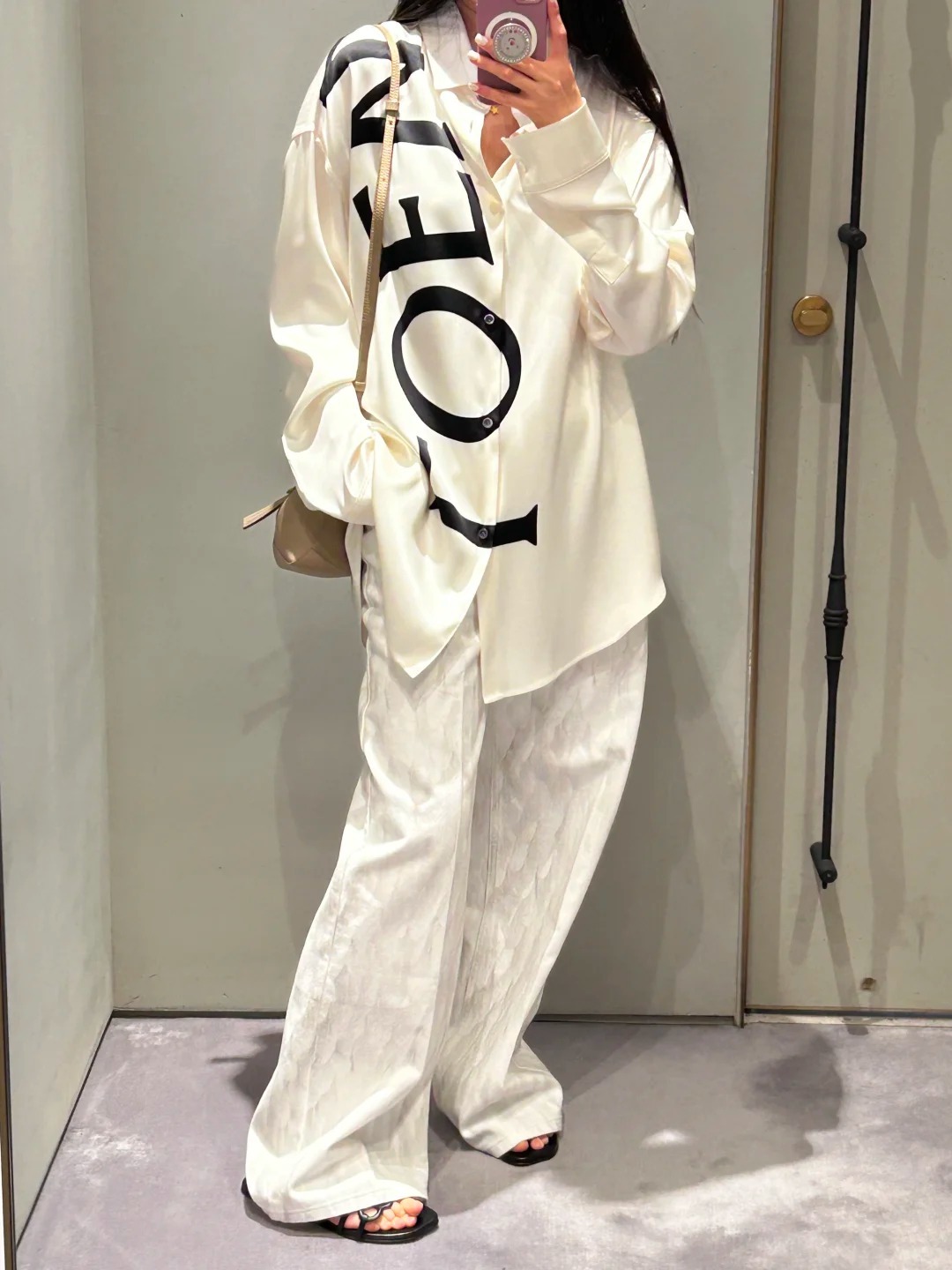 LOE25SSlogo Letter Print Long Sleeve Shirt