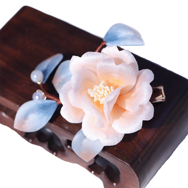 Intangible Cultural Heritage Velvet Flower Hairpin in Fresh Jade Color