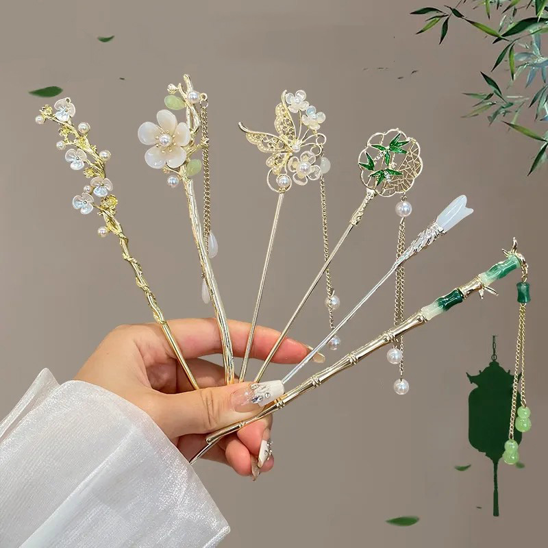 Ancient style tassel flower hairpin headwear