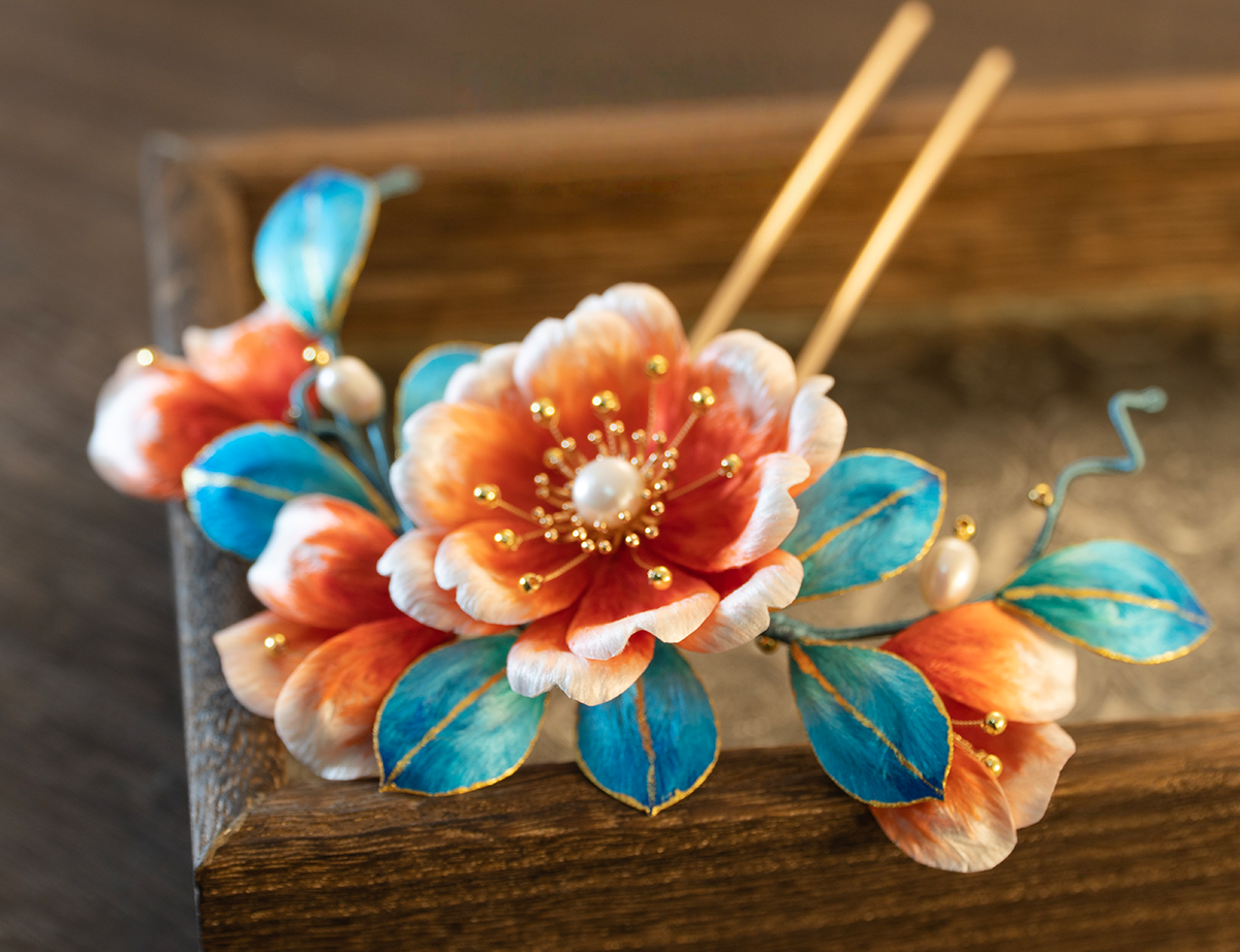 Non-heritage handmade velvet flower hairpin ancient style silk hairpin-TERRAINKUN