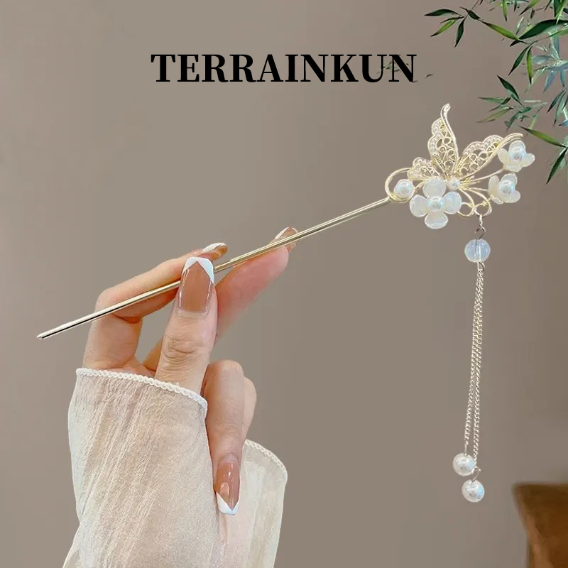 Ancient style tassel flower hairpin headwear