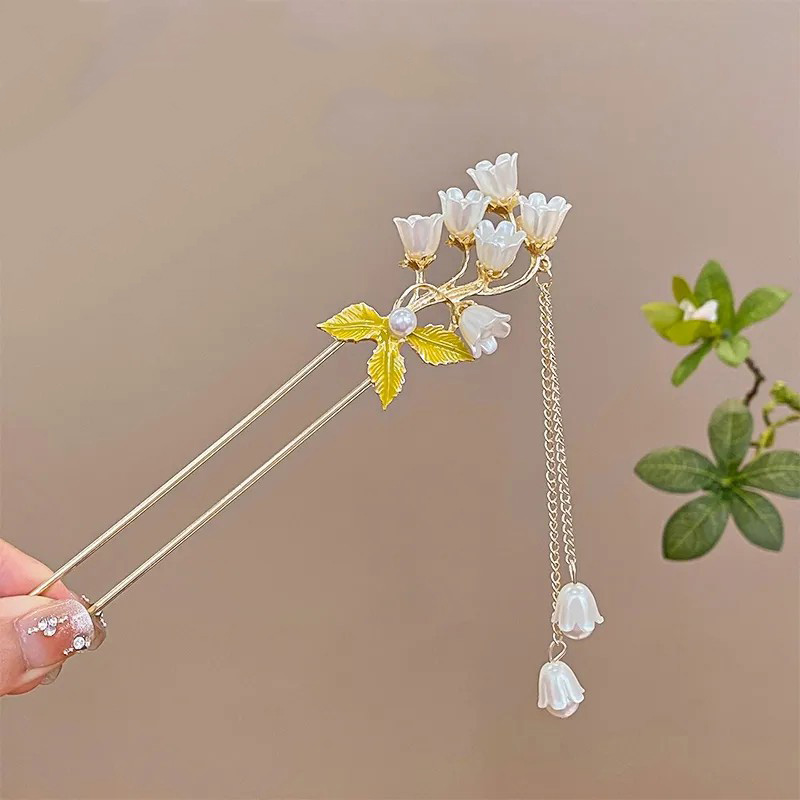Ancient style tassel flower hairpin headwear