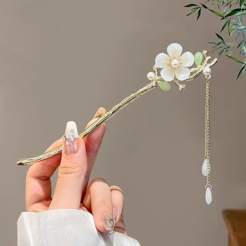 Ancient style tassel flower hairpin headwear