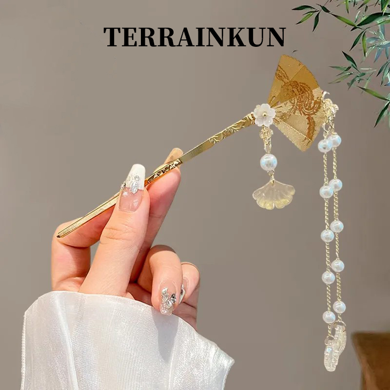 Ancient style tassel flower hairpin headwear