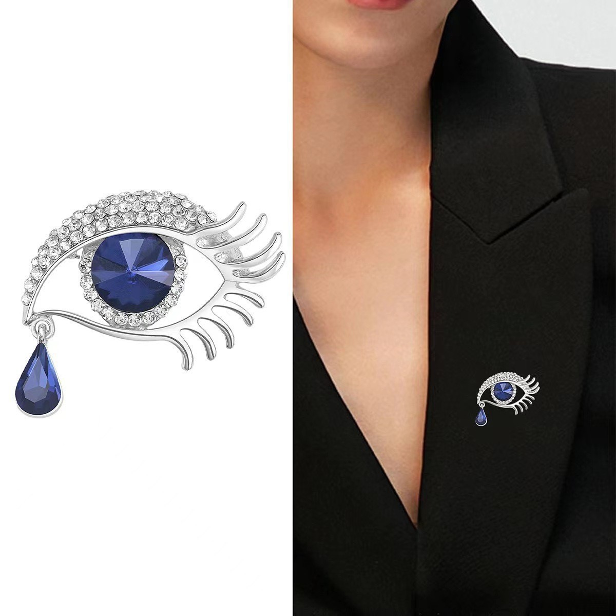 European and American cross-border Demon’s Eye brooch, high-end niche brooch, women's clothing pin, vintage accessory, fashion jewelry