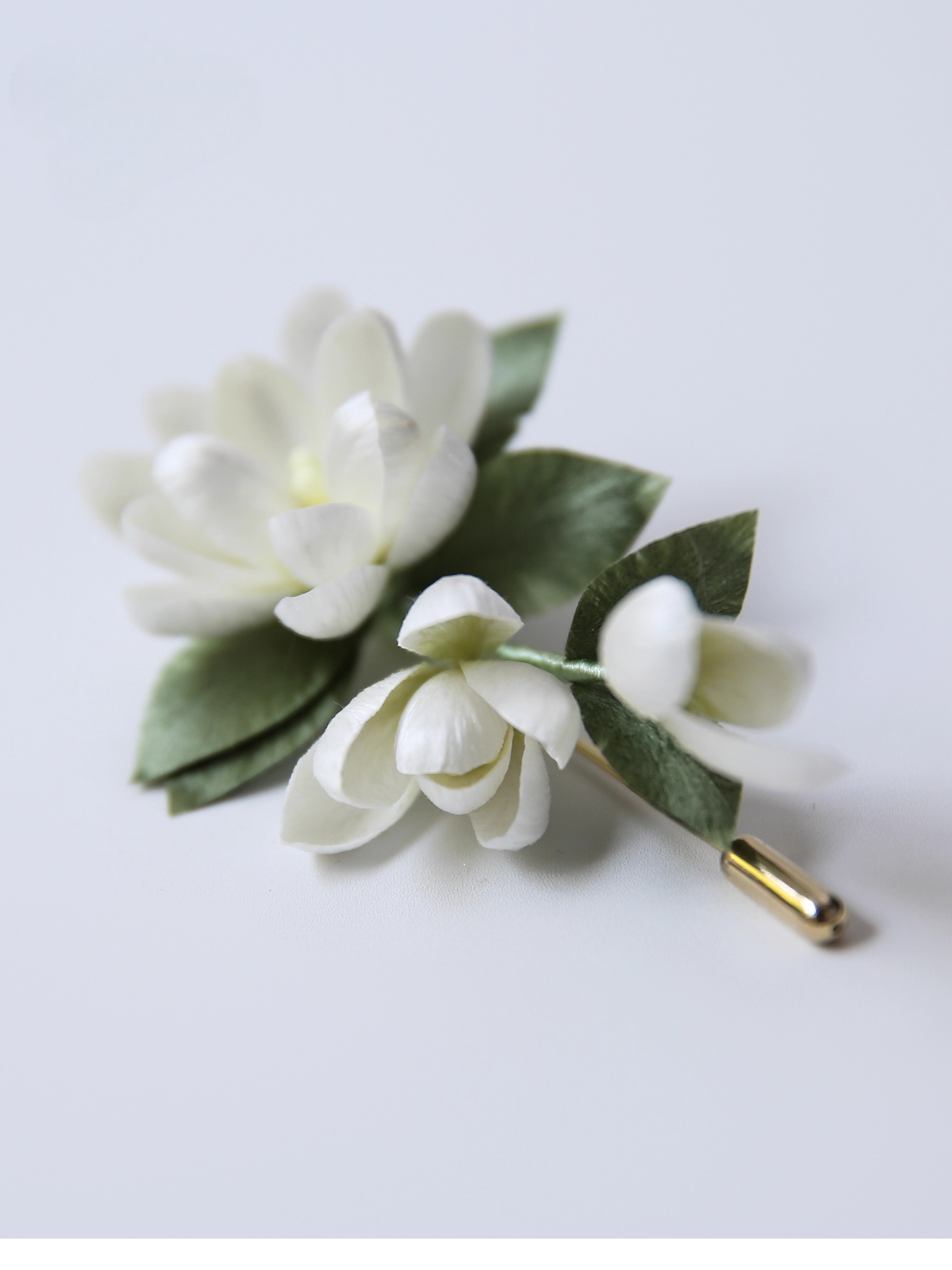 ICH Silk Velvet Flower Jasmine Brooch