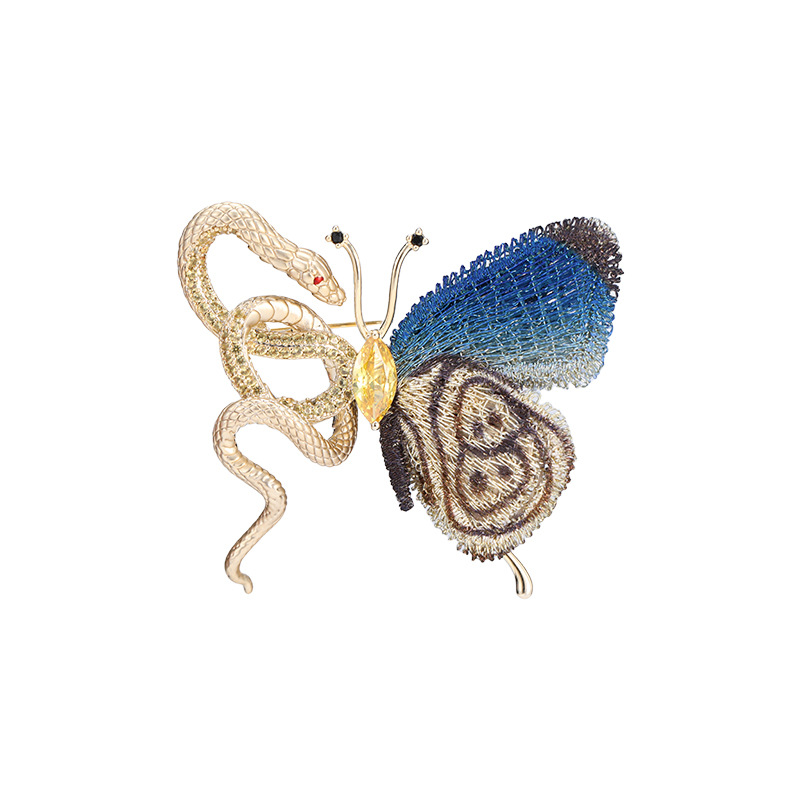 New Original Niche Design Serpent and Butterfly Brooch, High-End Women's Clothing Accessory Pin, Versatile Suit Corsage