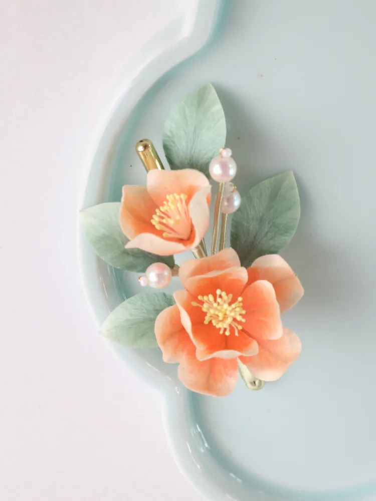 ICH Peony Velvet Flower Brooch