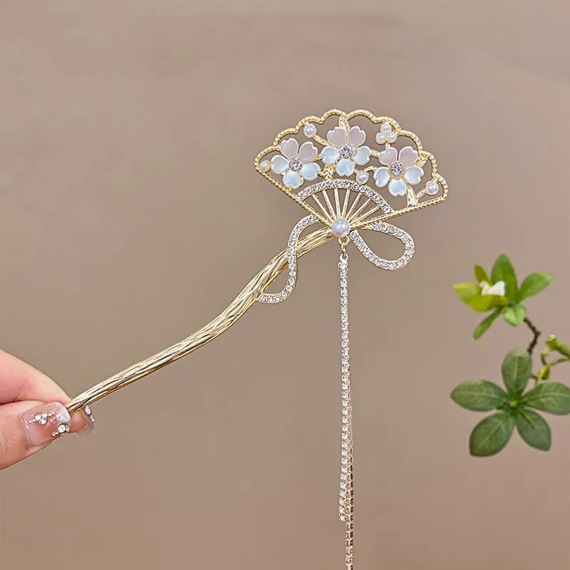 Ancient style tassel flower hairpin headwear