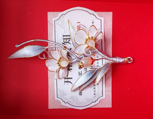 Intangible Cultural Heritage Velvet Flower Bamboo Leaf Ancient Style Brooch-TERRAINKUN