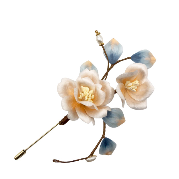 Handmade velvet flower brooch accessory from intangible cultural heritage
