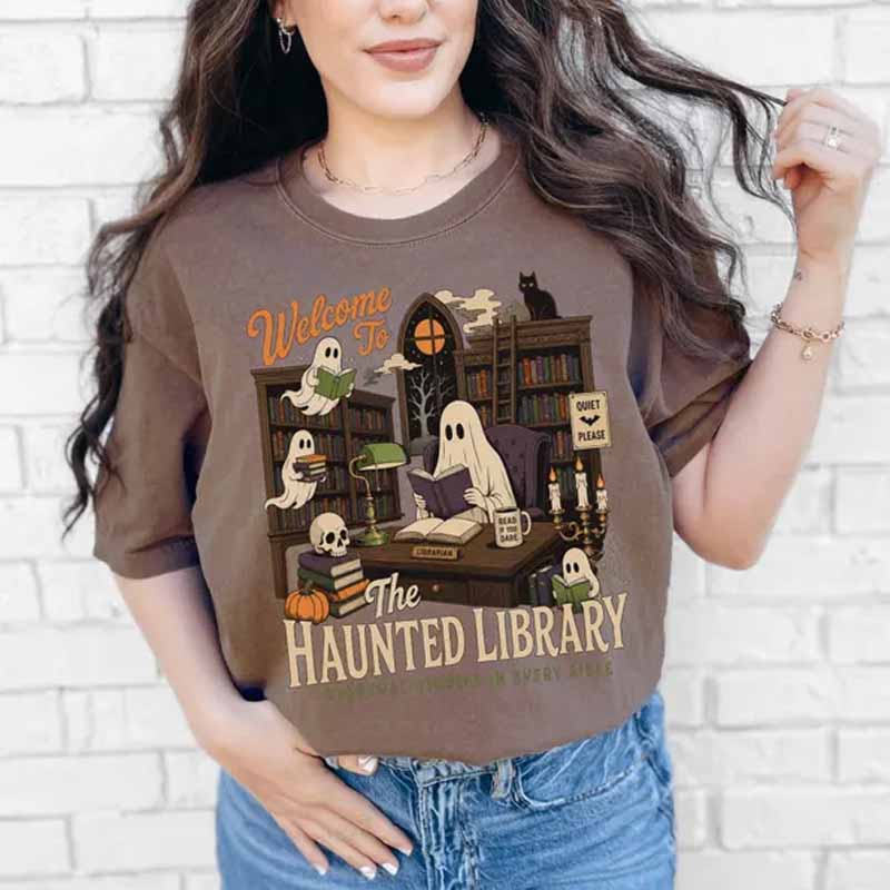 Haunted Library Book Lover Ghost Shirt