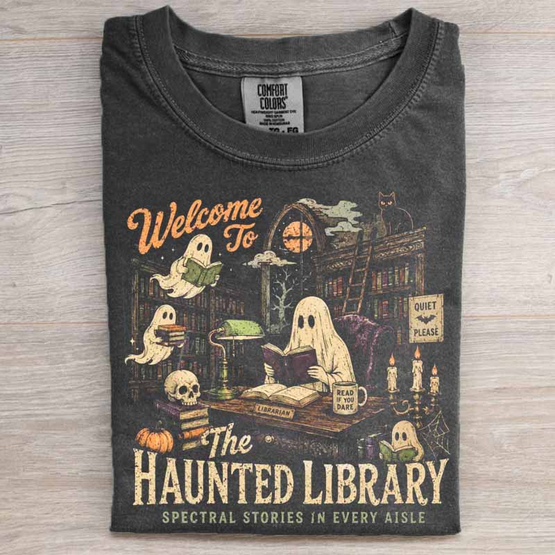 Haunted Library Book Lover Ghost Shirt