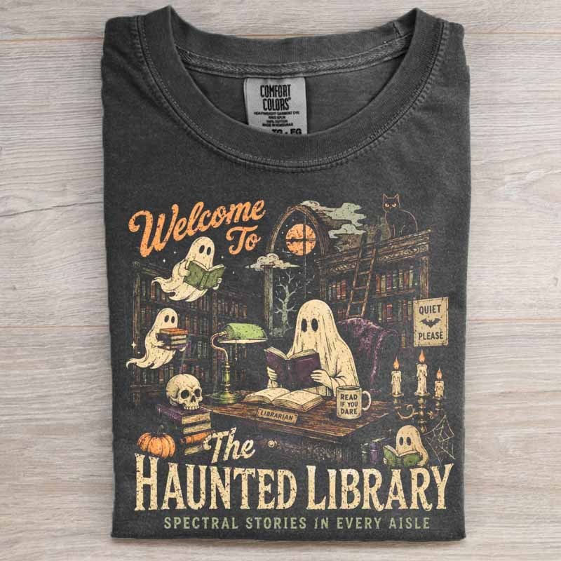 Haunted Library Book Lover Ghost Shirt