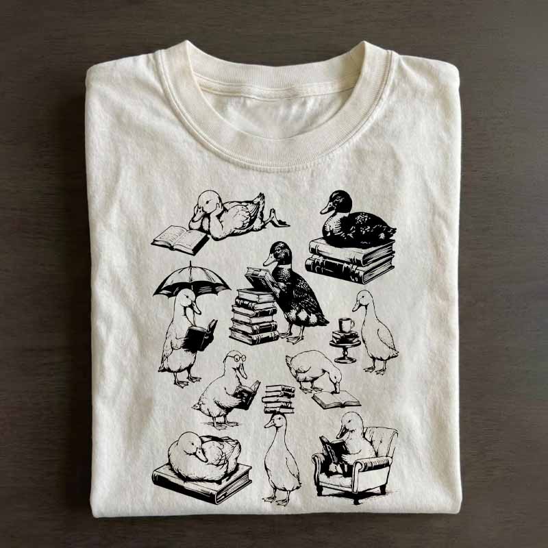 Vintage Duck Reading Books Shirt