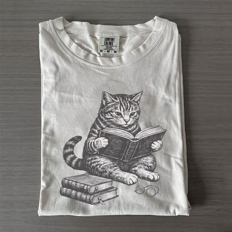 Comfort Colors Cat Reading Book Shirt