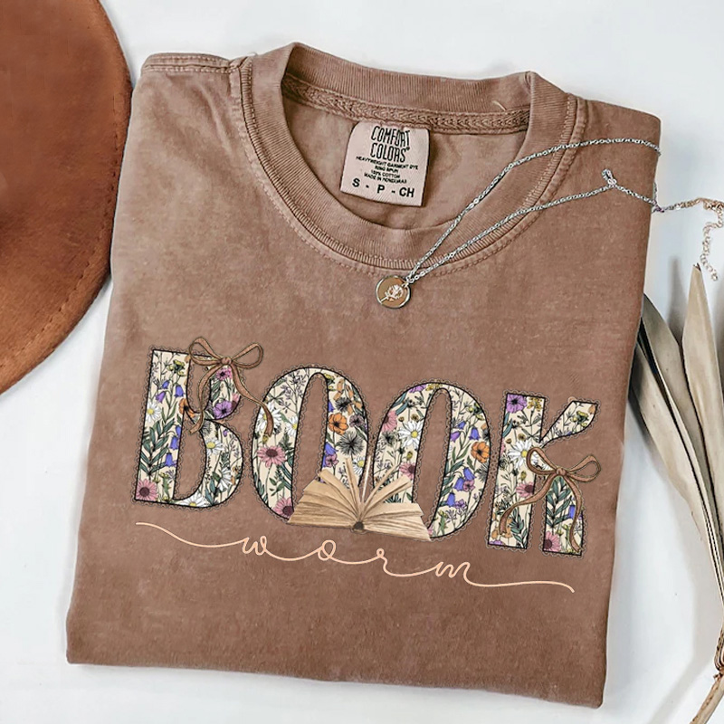 Boho Wildflower Bookworm Shirt